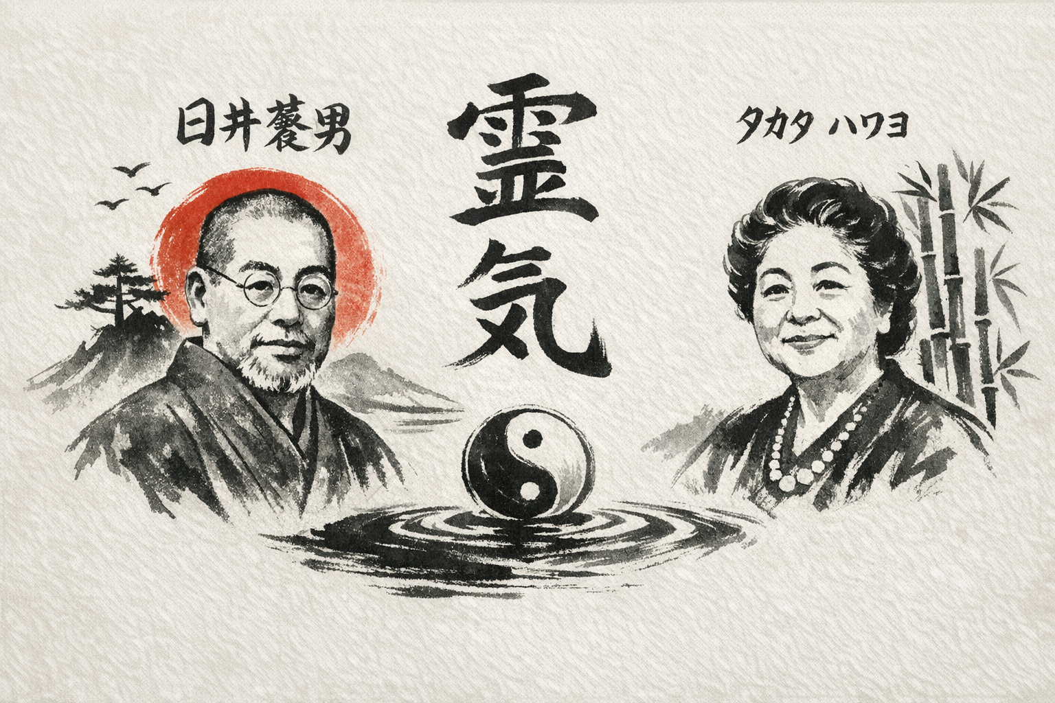 Un immagine di Mikao Usui e Hawajo Takata
